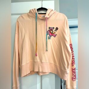 Daydreamer Peach Hoodie with Colorful Bear